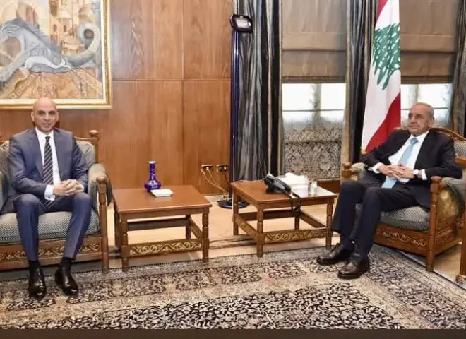 السفير تميم خلاف يلتقي نبيه بري في عين التينة.. ومصر تؤكد دعمها الكامل للبنان